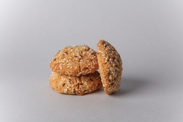 Cereal cookies on gray background