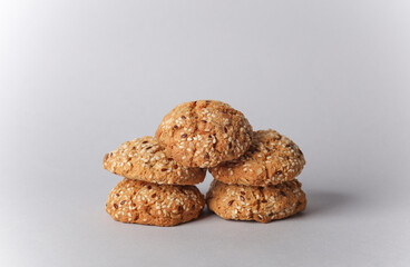 Cereal cookies on gray background
