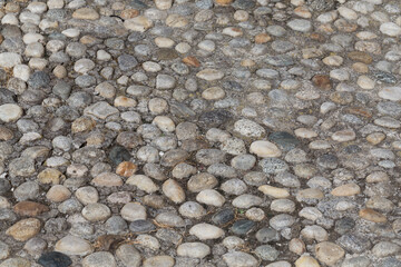 Round stones in the ground