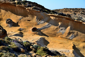 Faraklou geological park, Lemnos island, Greece, Aegean sea
