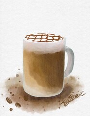 Coffee in mug watercolor style