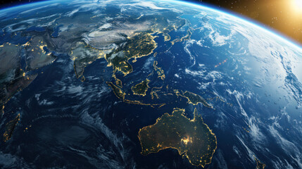 Asia Full Earth View from Space