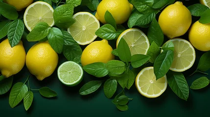 Foto op Plexiglas Orange lime citrus fruit slice pattern background © Montalumirock