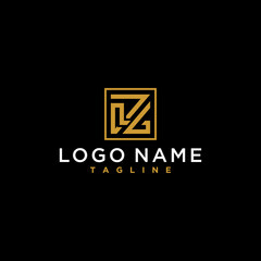Fototapeta na wymiar letter lz or zl luxury abstract initial square logo design inspiration