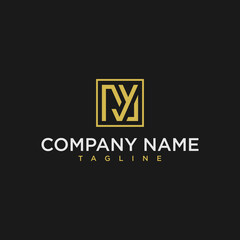 ny or yn luxury initial square logo design inspiration