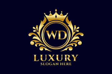 Initial WD Letter Royal Luxury Logo template in vector art for luxurious branding projects and other vector illustration.