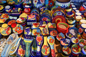 Ceramic souvenirs for sale in Marsaxlokk, Malta