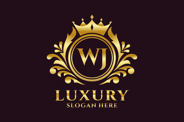 Initial WJ Letter Royal Luxury Logo template in vector art for luxurious branding projects and other vector illustration.