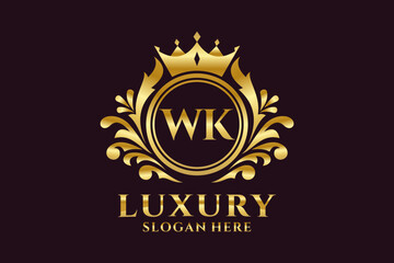 Initial WK Letter Royal Luxury Logo template in vector art for luxurious branding projects and other vector illustration.