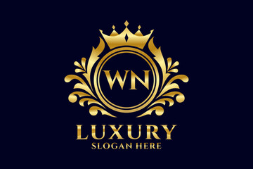 Initial WN Letter Royal Luxury Logo template in vector art for luxurious branding projects and other vector illustration.