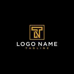 letter tn or nt luxury abstract initial square logo design inspiration