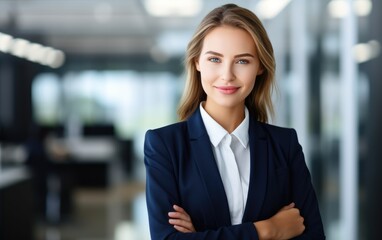 A young attractive office going lady in black suit