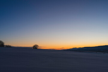 Morning time of rural Toten, Norway, in winter.