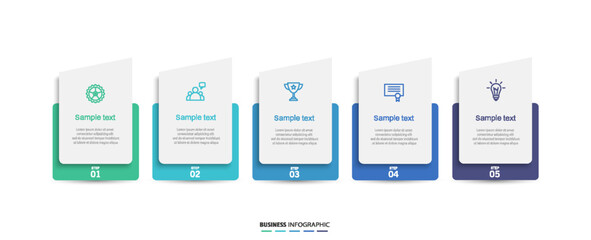 Business infographic template with 5 options or steps. Can be used for workflow layout, diagram, annual report, web design	