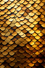 Gold metallic glitter fabric texture. Selective focus.