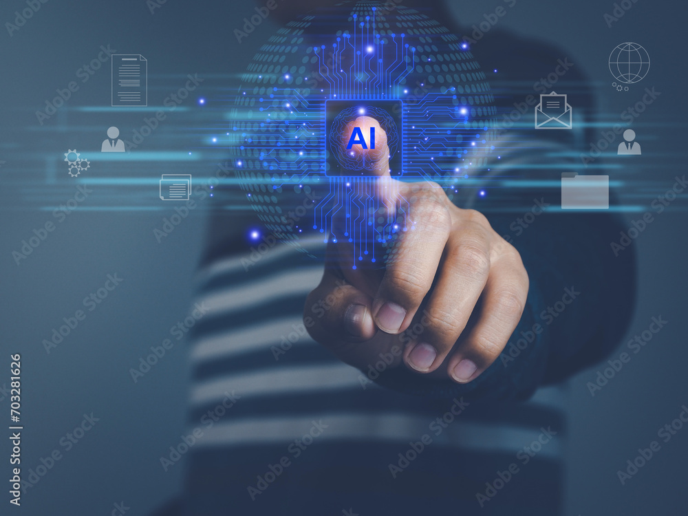 Poster artificial intelligence and technology, future connectivity will emerge with global advancements in 