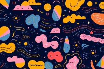 Elevate your project with a fun and eclectic colorful line doodle seamless pattern background, bringing a joyful, Generative AI 