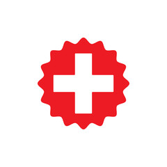 First aid kit badge label vector icon