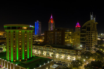 Fototapeta na wymiar City of Mobile illuminated on New Years Eve 2023