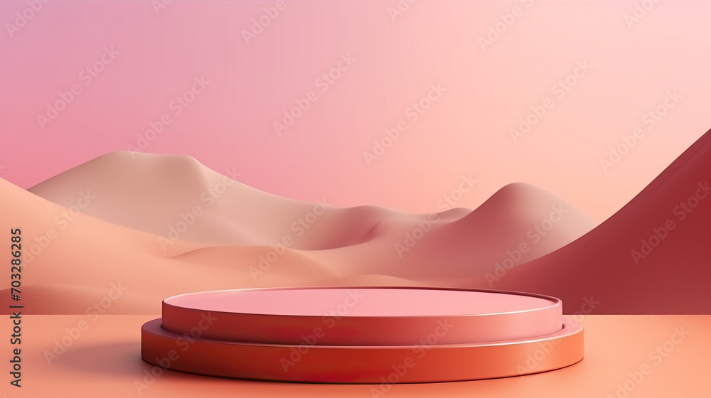 Poster abstract background with podium minimalist display mock up scene. 3d rendering