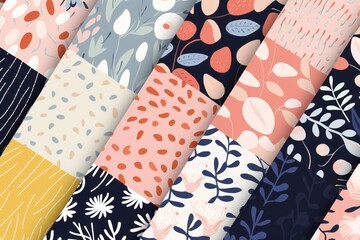 Fototapeta premium Immerse yourself in the world of creativity with hand-drawn textured seamless patterns, featuring a diverse range of artistic elements, Generative AI