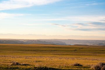 Steppe in Kazakhstan. Almaty, Central Asia. Landscape in the Ili River Valley.