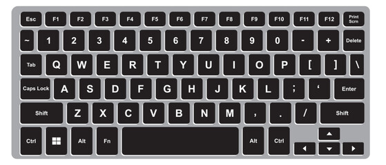 black keyboard laptop transparent background - obrazy, fototapety, plakaty