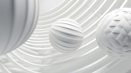 Abstract geometric modern white background, ball and sphere shape, 3d rendering
