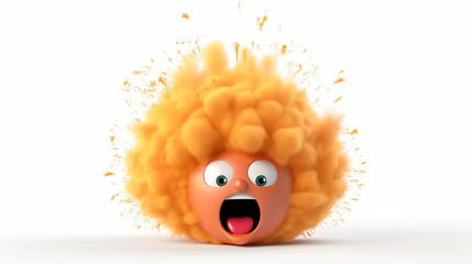 Mind blown cute emoji exploding head emoticon on white background