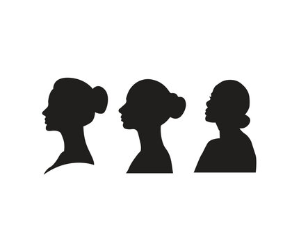  vector woman face silhouettes 