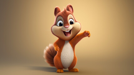 Squirrel with pointing 3d cute character