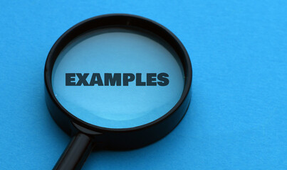 The word EXAMPLE is written on a magnifying glass on a blue background.