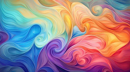  An artistic background with abstract waves and swirls in a kaleidoscope of brilliant colors, creating a sense of depth and motion  Ai Generative © SK