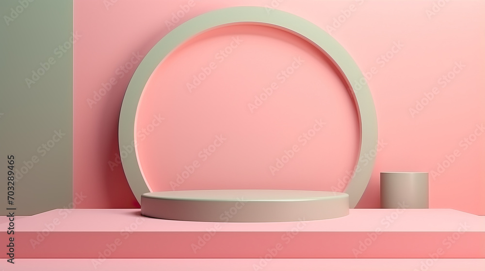 Poster abstract pastel color geometric shape 3d rendering background, modern minimalist mockup for podium d