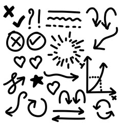 Doodle vector arrows. Isolated. Hand drawn collection of elements for design