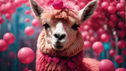 Fotobehang llama for valentine's day © Анастасия Макевич