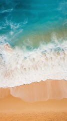 Fototapeta premium A Bird's Eye View of a Serene Sandy Beach and the Vast Ocean