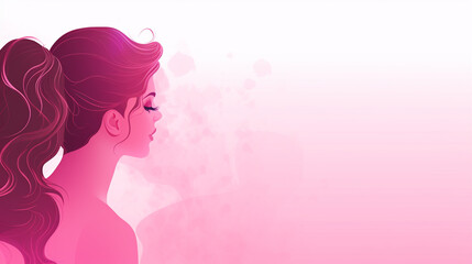 Digital art woman illustration. Watercolor technique and pinkish colors. Female wedding hairstyle.