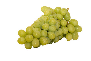 close up white grape or Green grape bunch isolated on white background, png