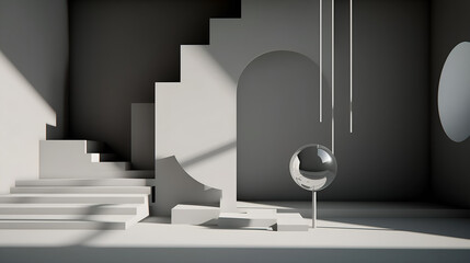 3D style illustration of a stone product podium. AI generative.