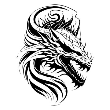 chinese head dragon illustration sketch hand draw black