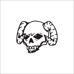 vector illustration of horned skull