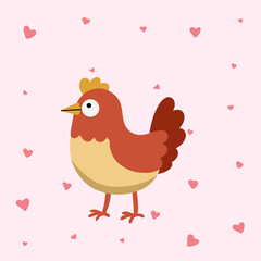 vector flat cute chicken illustration with pastel background
