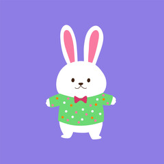 vector flat cute rabbit illustration with pastel background
