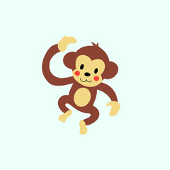 vector flat cute monkey illustration with pastel background
