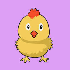 vector flat cute baby chicken illustration with pastel background
