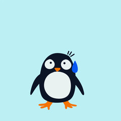 vector flat cute penguine illustration with pastel background
