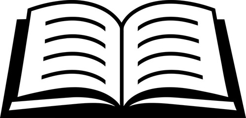 Open book icon silhouette in black color. Vector template for laser cutting wall art.
