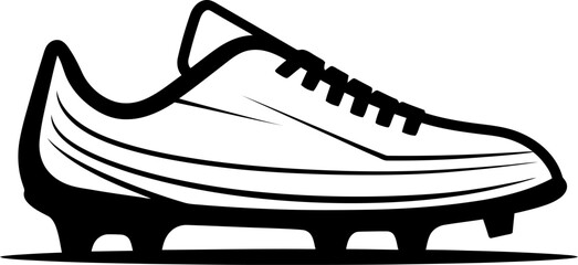 Soccer boot silhouette in black color. Vector template for laser cutting wall art.