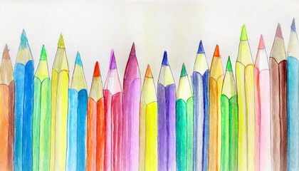 並んだ色鉛筆のイラスト